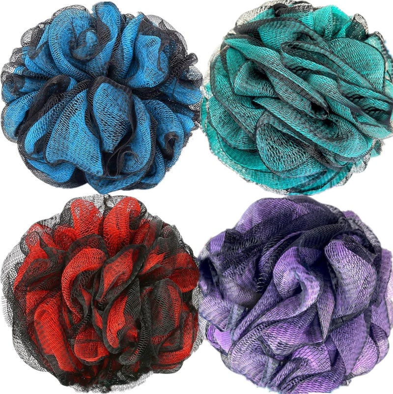 F-U Store Loofah Sponge Shower Loofahs 60g Bath Sponges Mesh Balls 4 Colors Body Scrubber Exfoliator Back Scrubber Bathroom Men Women Scrubbers Cleaning Bathing Accessories - Image 1